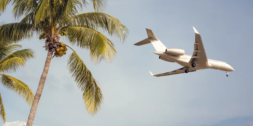 Private jet taking off to luxury destinations