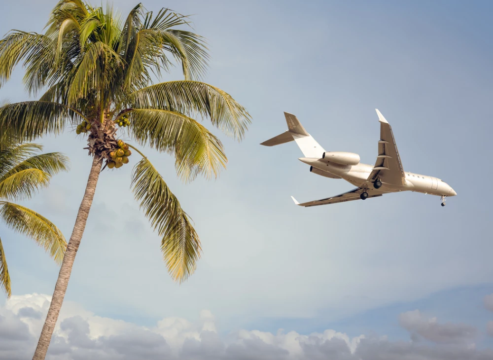 Private jet taking off to luxury destinations